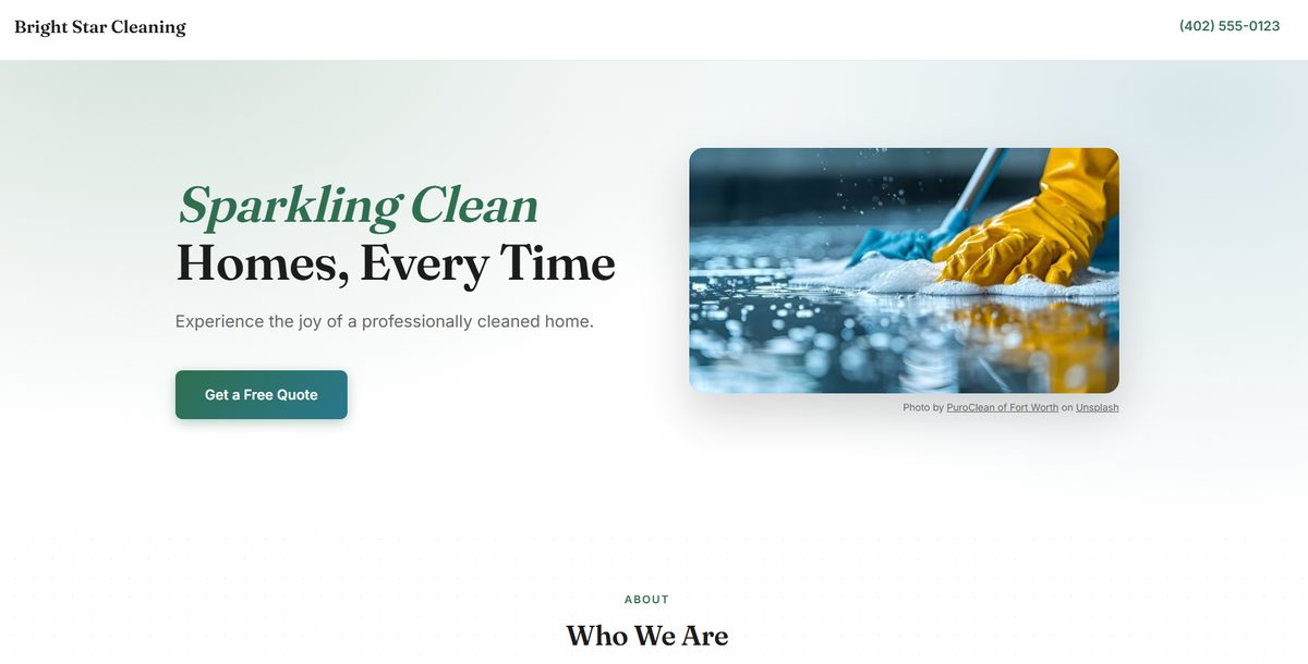 Screenshot of a real site this system builds